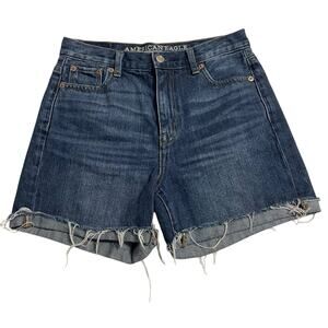 American Eagle Womens Jean Shorts Size 0 Mom Short Distressed Medium Wash Denim